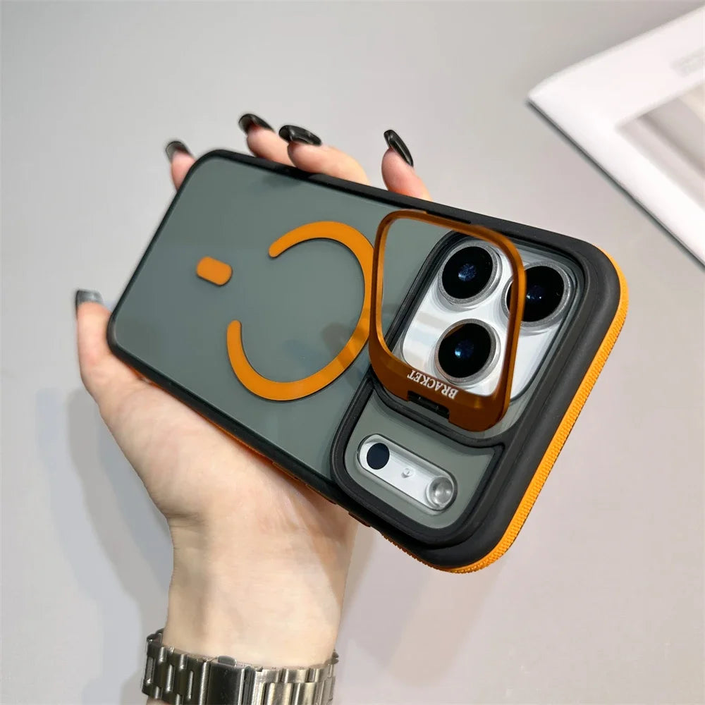 Magnetic matte phone case with kickstand for iPhone 17 and iPhone 16 by HSF Marketplace