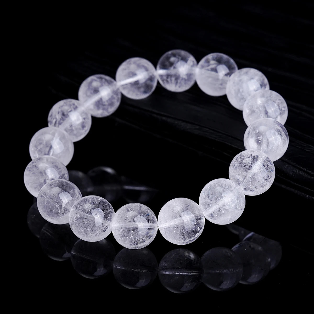 JD Natural Stone White Phantom Crystal Strand Bracelet Reiki Healing Crystal Jewelry Gift for Women Men Elastic Beaded Bracelet