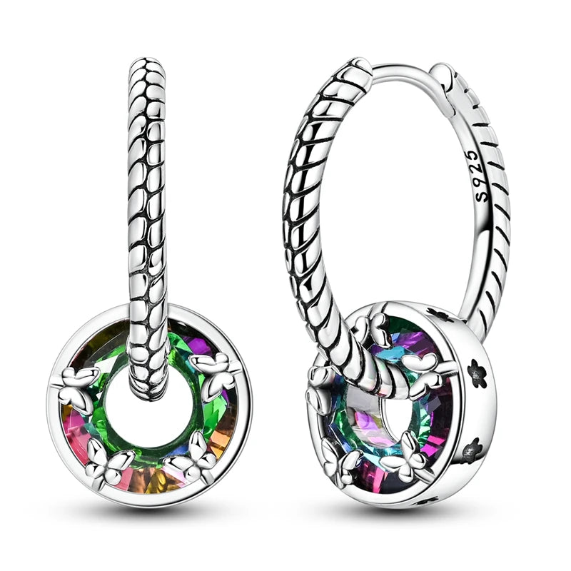925 sterling silver hoop earrings with zirconia accents, hypoallergenic jewelry for women and girls