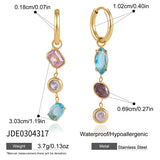 Multicolor geometric drop earrings in 18K gold plating by HSF Marketplace