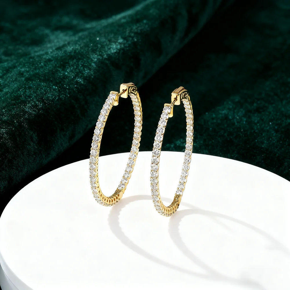 Moissanite hoop earrings in sterling silver by HSF Marketplace, elegant jewelry for women