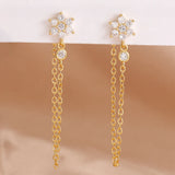 HSF Marketplace stainless steel star dangle earrings with sparkling zircon accents