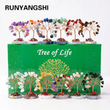 12pcs/box Natural Gemstone Crystal Chakela Lucky Tree With Agate Base Home Office Desk Living Room Crystal Decor Mini Sized Home