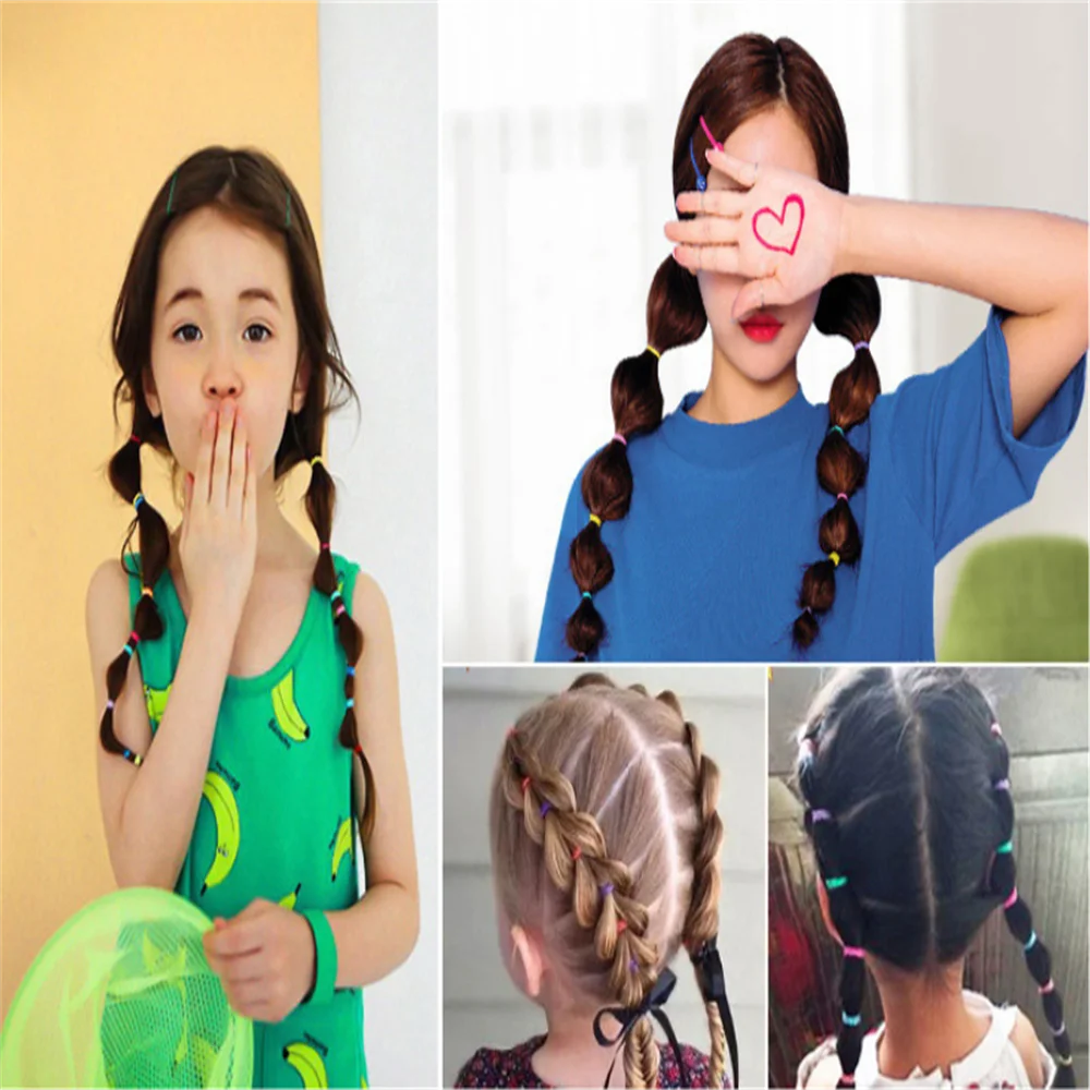 1000pcs/bag Simple Style Cute Mini Small Rubber Band Set Simple High Elasticity Headband Hair Accessories for Girls Rubber