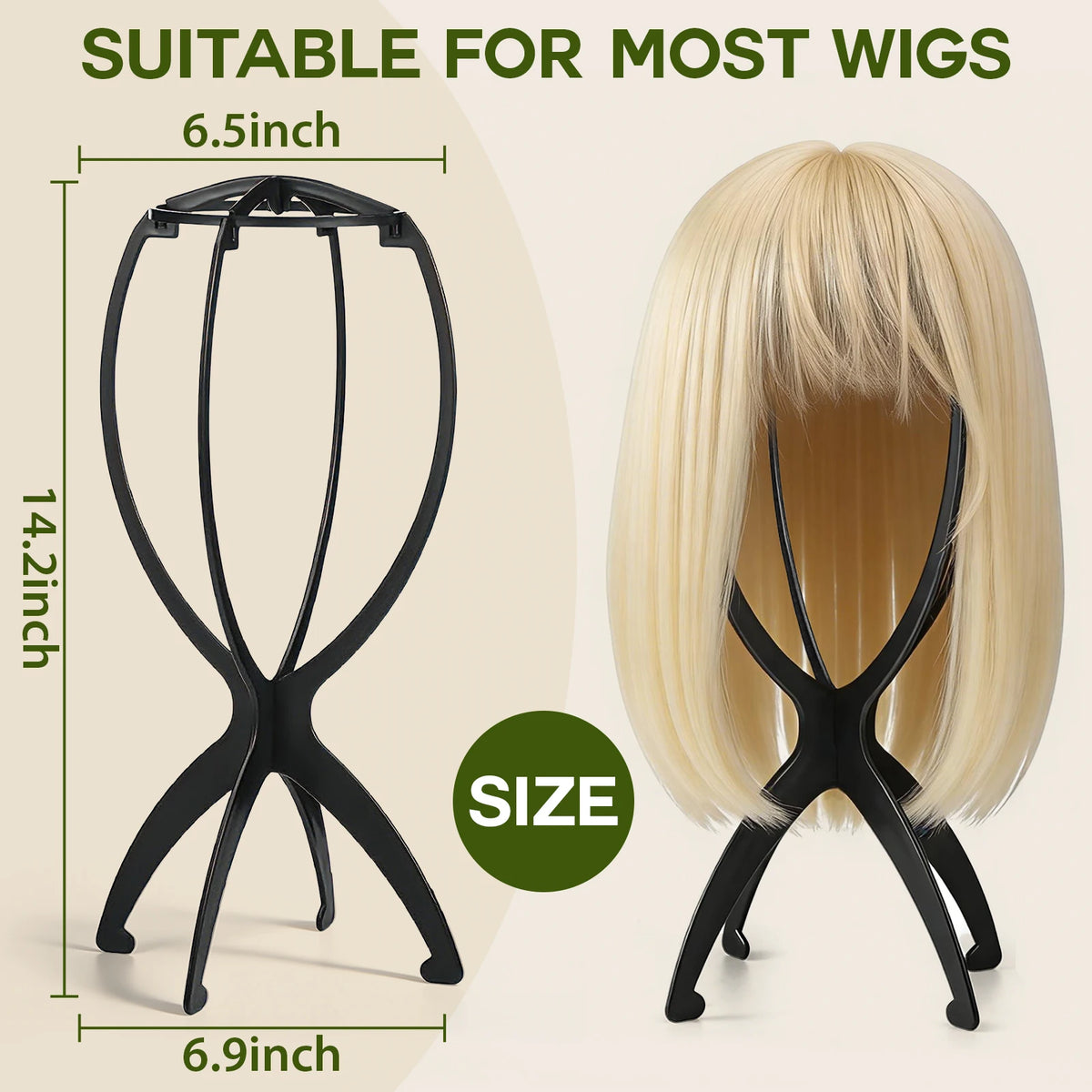 GOIPLE Wig Stand with Wig Shampoo Set for Storage, Detangling Brush and Vent Brush Suitable for Daily Use and Travel