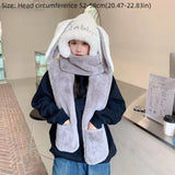 Women's 3-in-1 hooded scarf set, warm windproof winter hat and scarf in black by HSF Marketplace