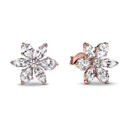 925 sterling silver herbarium cluster heart halo stud earrings for women, sparkling party and wedding jewelry