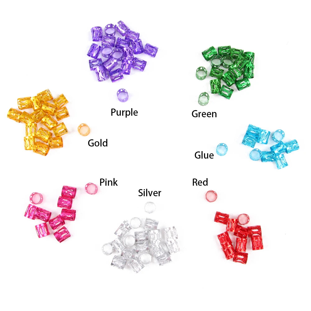 50-piece hollow-out hair rings for braiding and dreadlocks, HSF Marketplace hair styling tools
