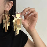 Metal retro tassel dangle earrings for women, HSF Marketplace jewelry, featuring layered hanging chains