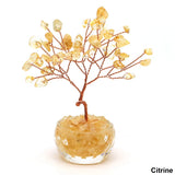 Natural Stone Crystal Money Tree Healing Gemstone Citrine Amethyst Copper Wire Wrapped Yoga Feng Shui Tree Home Decor Lucky Gift