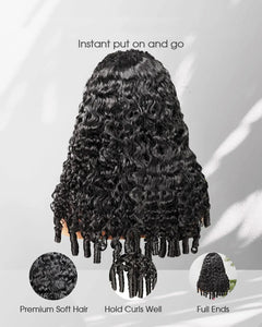 Glueless Burmese Curly Human Hair Wig Ready to Wear 13x4 Deep Wave Curly Lace Front Human Hair Wigs For Woman on Clearance Sale for Women Ready to Wear On Clearance Sale Pre Plucked Wig Party Work Daily Life