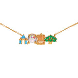 18K gold plated zircon pendant necklace for women by HSF, featuring a sparkling pendant on a delicate chain