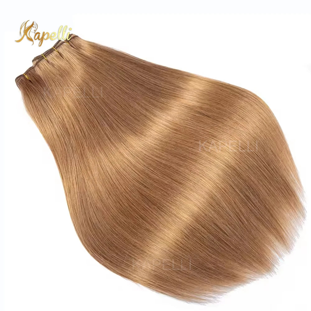 15A Silk Straight Bundles Human Hair and Closure #27 Honey Blonde Human Hair Bundles with Closure HD 4X4 Lace Pre Plucked