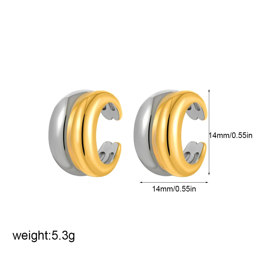 1Pc Minimalist Paved Zircon Double Layer Clip Earrings No Piercing Cartilage Ear Cuff Gold Plated Party Fashion Jewelry Gift