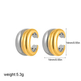 1Pc Minimalist Paved Zircon Double Layer Clip Earrings No Piercing Cartilage Ear Cuff Gold Plated Party Fashion Jewelry Gift