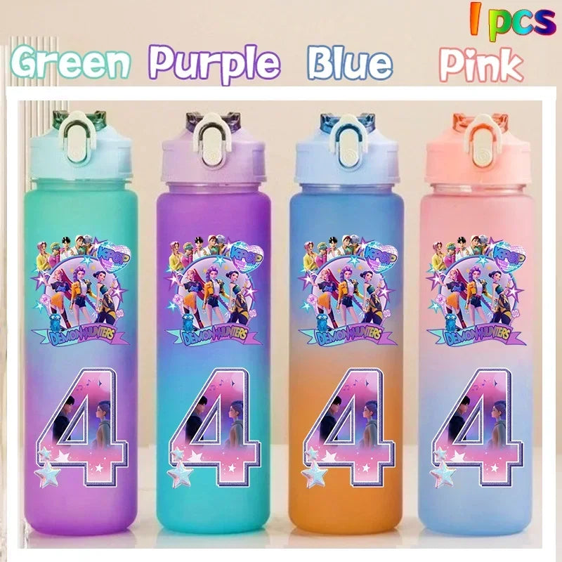 Kpop Demon Hunters gradient color water cup with straw, 750ml HSF Marketplace drinkware