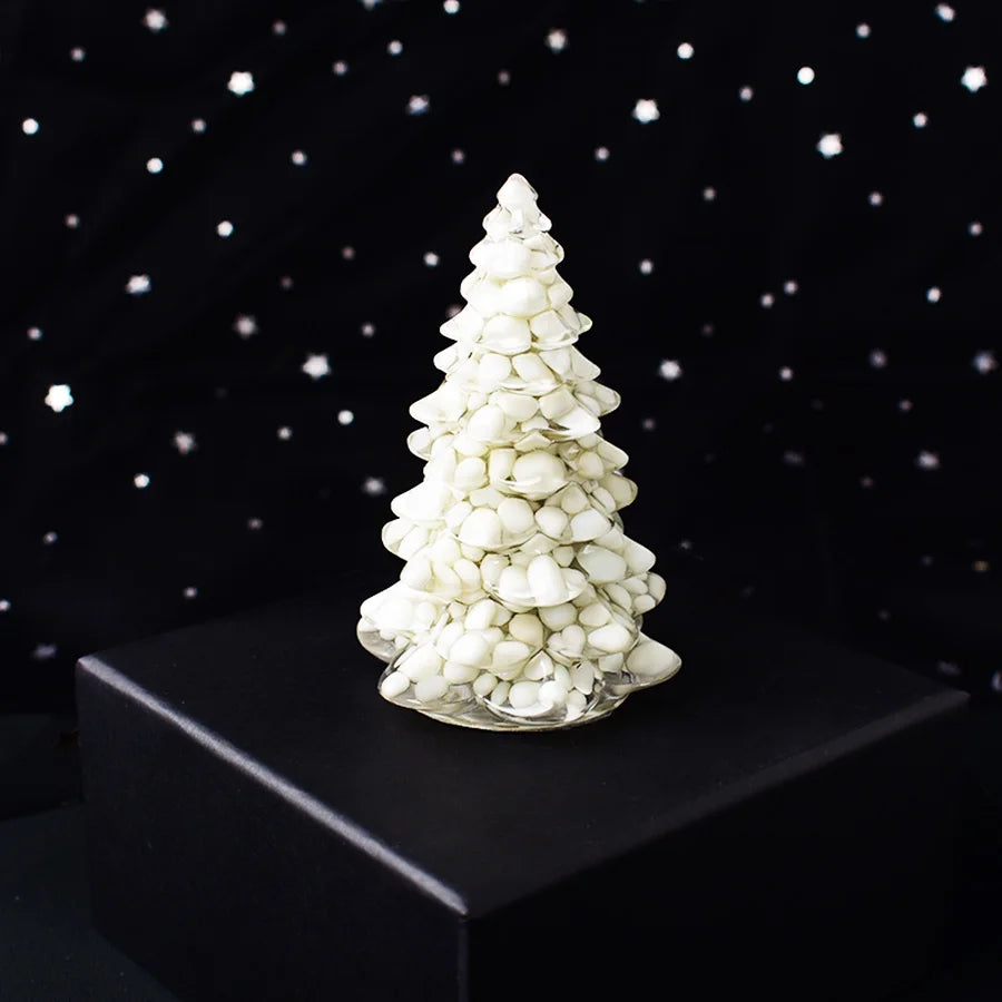 Christmas Trees Resin Natural Stone Amethyst Rose Quartz Luck Tree Handmade Ornaments Silicone Home Decoration Holiday Gift
