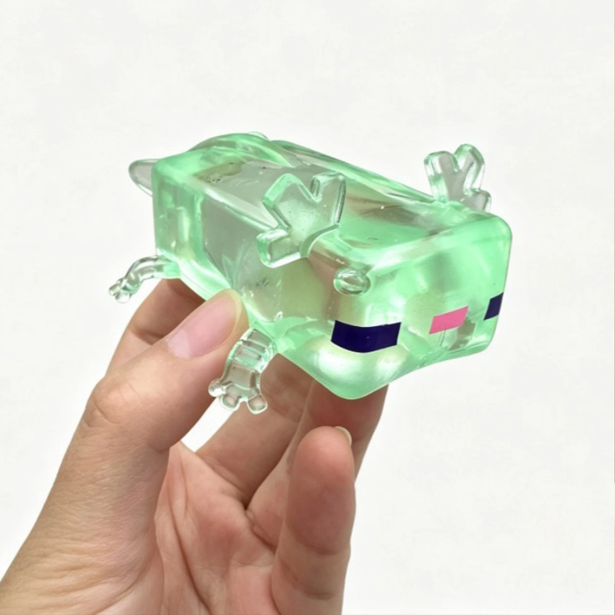 Transparent Cube Axolotl Squishy Toy Maltose Jelly Salamander Fidget Squeeze Slow‑Rising Stress Relief Sensory Vent Toy