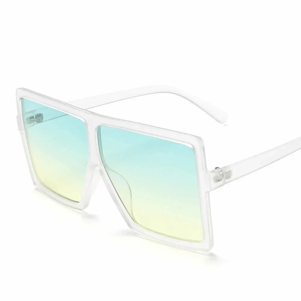 Square women's sunglasses by HSF Marketplace with clear lenses, plastic frame, UV400 protection, ideal for fashion and driving.