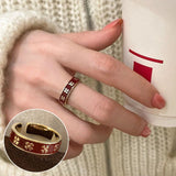 925 Sterling Silver Open Finger Ring Golden Enamel Donut Dazzling Geometric Punk For Women Jewelry Gift Dropship Wholesale