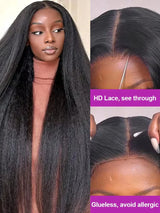 250% Density Kinky Straight Human Hair 13x4 Transparent Lace Front Wigs 5x5Glueless Wigs Kinky Straight Human Hair Wigs For Women