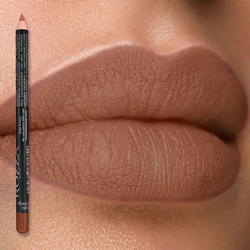 HSF Marketplace Rozza waterproof matte nude lipliner with high pigmentation, long-lasting velvety finish, in 14 vibrant colors.