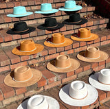 Khaki wide-brim vegan suede fedora hat by HSF Marketplace for women and men