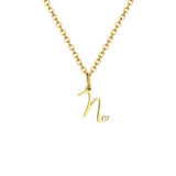 Gold plated dainty heart initial necklace for women with A-Z letter pendant, waterproof stainless steel monogram jewelry.