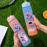Kpop Demon Hunters gradient color water cup with straw, 750ml, by HSF Marketplace
