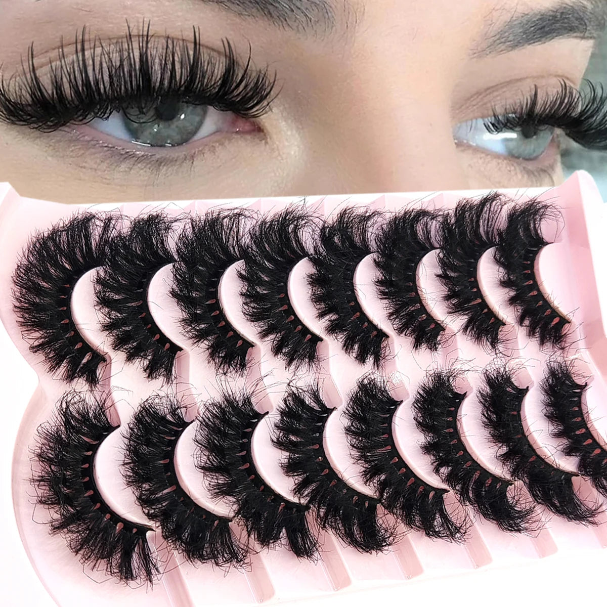 3D faux mink hair false eyelashes, 10 pairs of fluffy lashes by HSF Marketplace