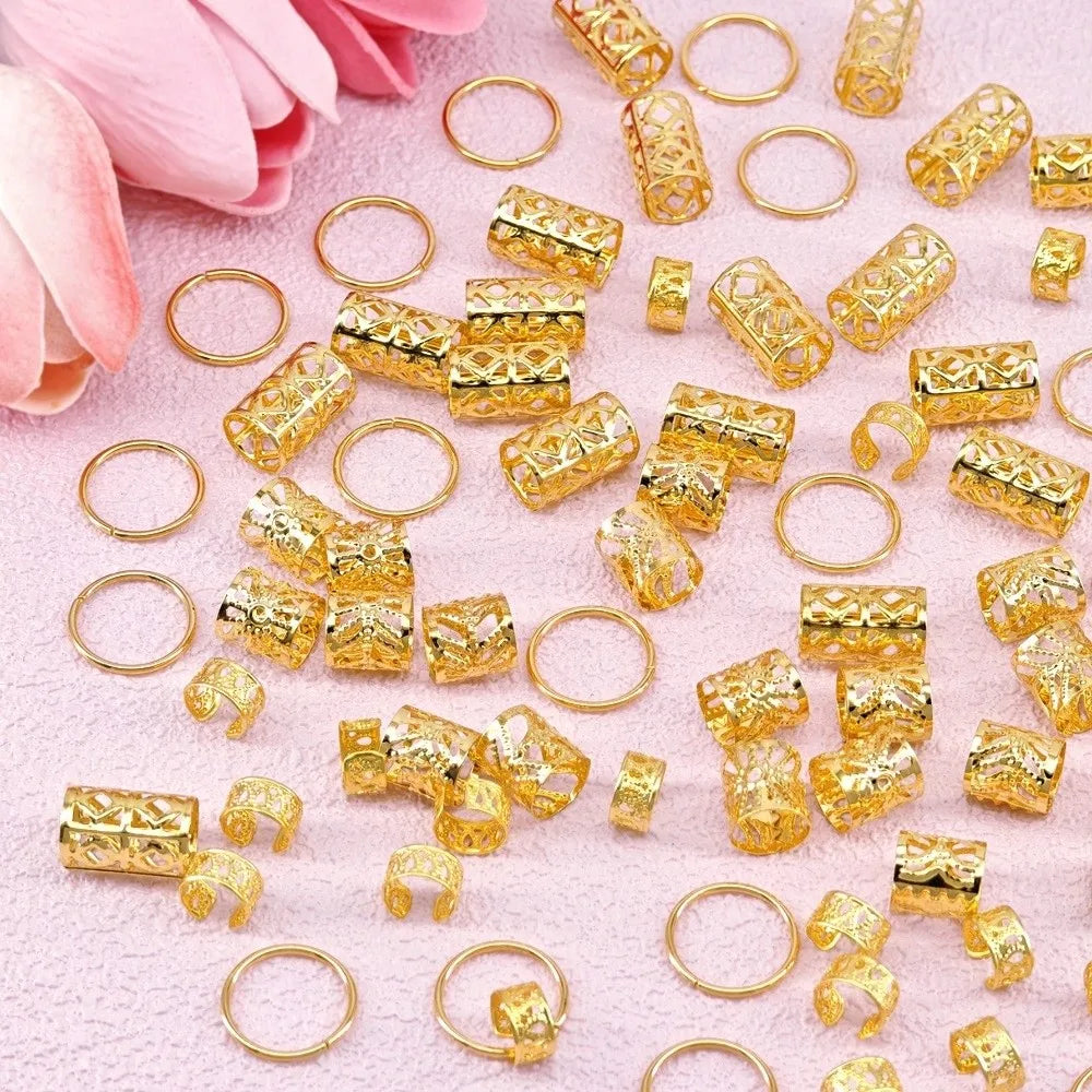 Metal dreadlock hair beads for stylish loc jewelry, close-up product view