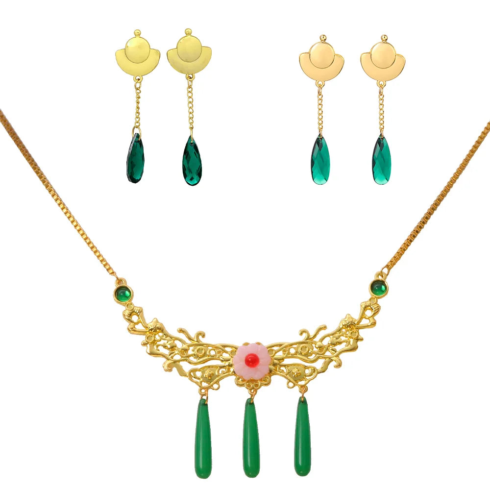 Anime The Apothecary Diaries Maomao cosplay jewelry set with necklace and earrings for women and girls, perfect for Halloween costumes
