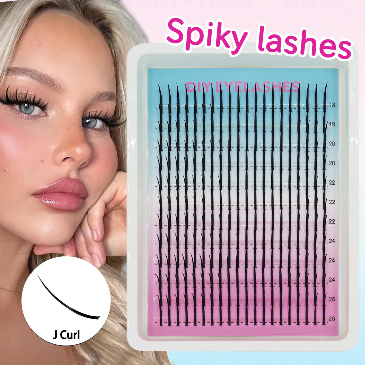 DIY J curl cluster lashes for fluffy volume extensions by HSF Marketplace, shown in a tray