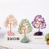 1PC Natural Gemstone Crystal Lucky Tree with Irregular Raw Stone Base for Home Office Desk Living Room Decor