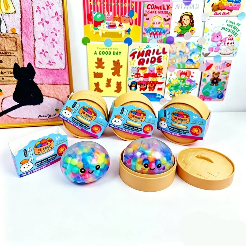Rainbow dumpling squishy sensory toy by HSF for stress relief and fun