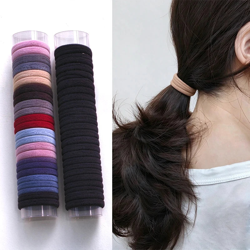 50/100Pcs Mixed Color Hair Rubber Bands,Women High Elastic Hair Ties,Korean Ponytail Holders,No Damage Hair Headbands