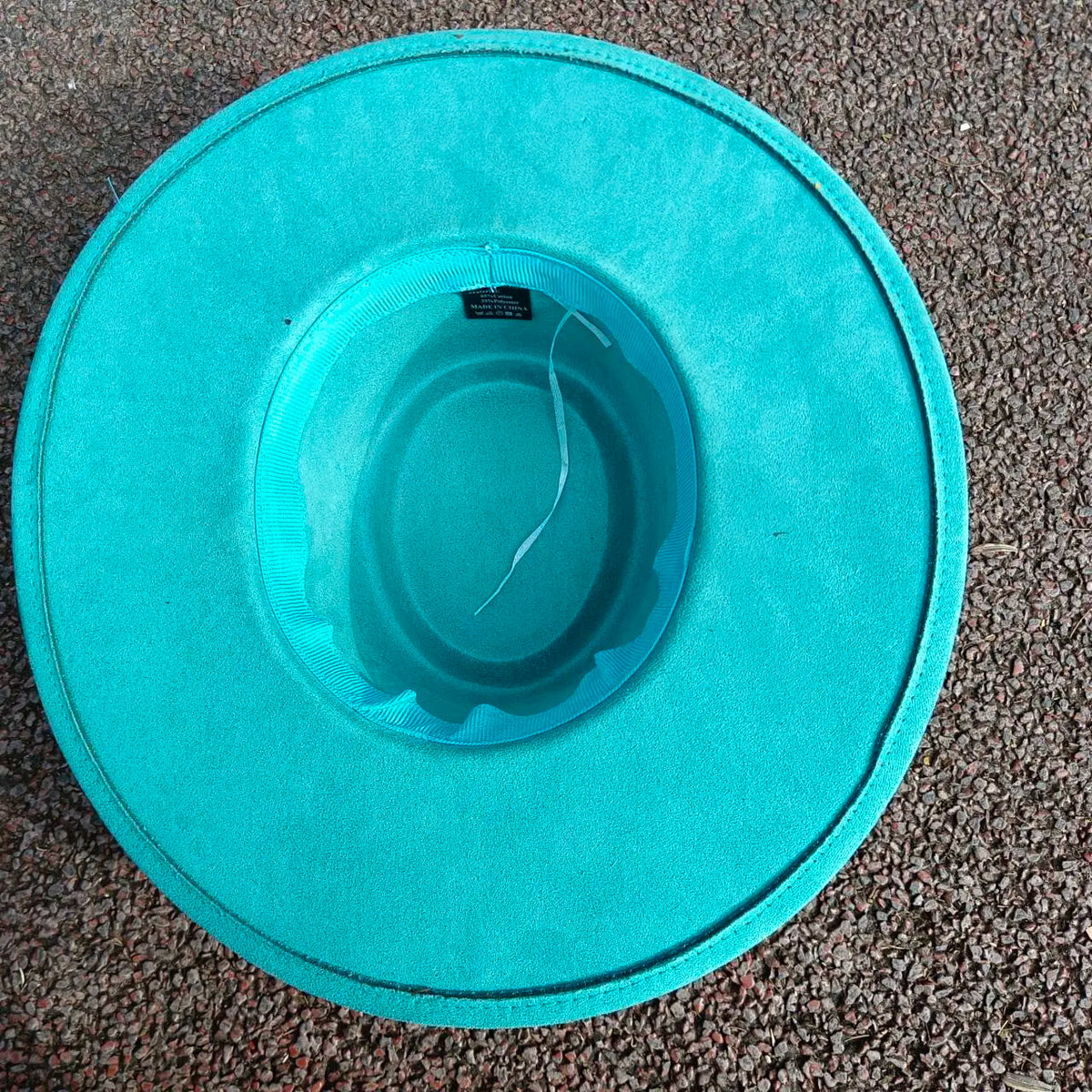 Wide brim vegan suede fedora hat for men and women in a classic structured design
