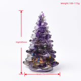 Christmas Trees Resin Natural Stone Amethyst Rose Quartz Luck Tree Handmade Ornaments Silicone Home Decoration Holiday Gift