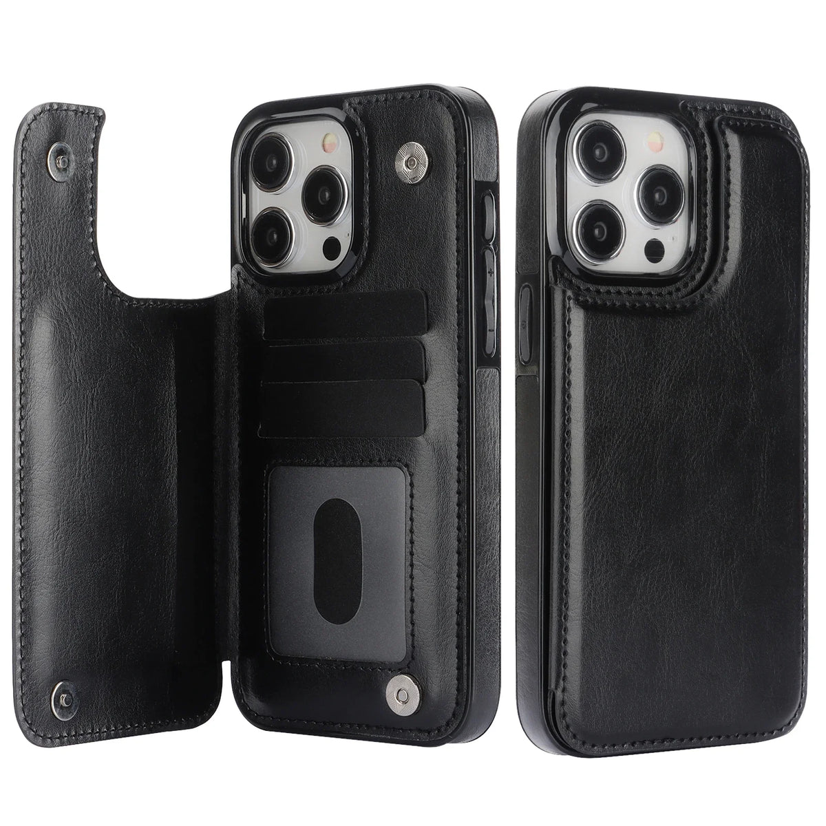 Leather wallet case with card slot for iPhone models by HSF Marketplace