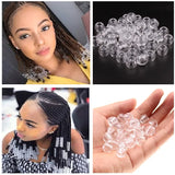 50pcs/Lot 12MM Transparent Resin Hair Beads 6mm Big Hole Dreadlock Beads For Braid Hair Cuff Accessories Metal Ring For Hair