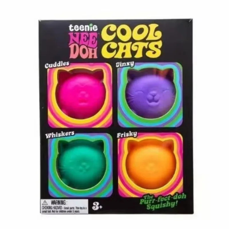 NeeDoh Mini Squishy Fidget Toy 4 Pack by HSF Marketplace, colorful sensory toys for stress relief