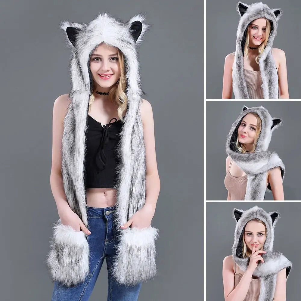3-in-1 winter warm earmuff hat with scarf and gloves set by HSF Marketplace