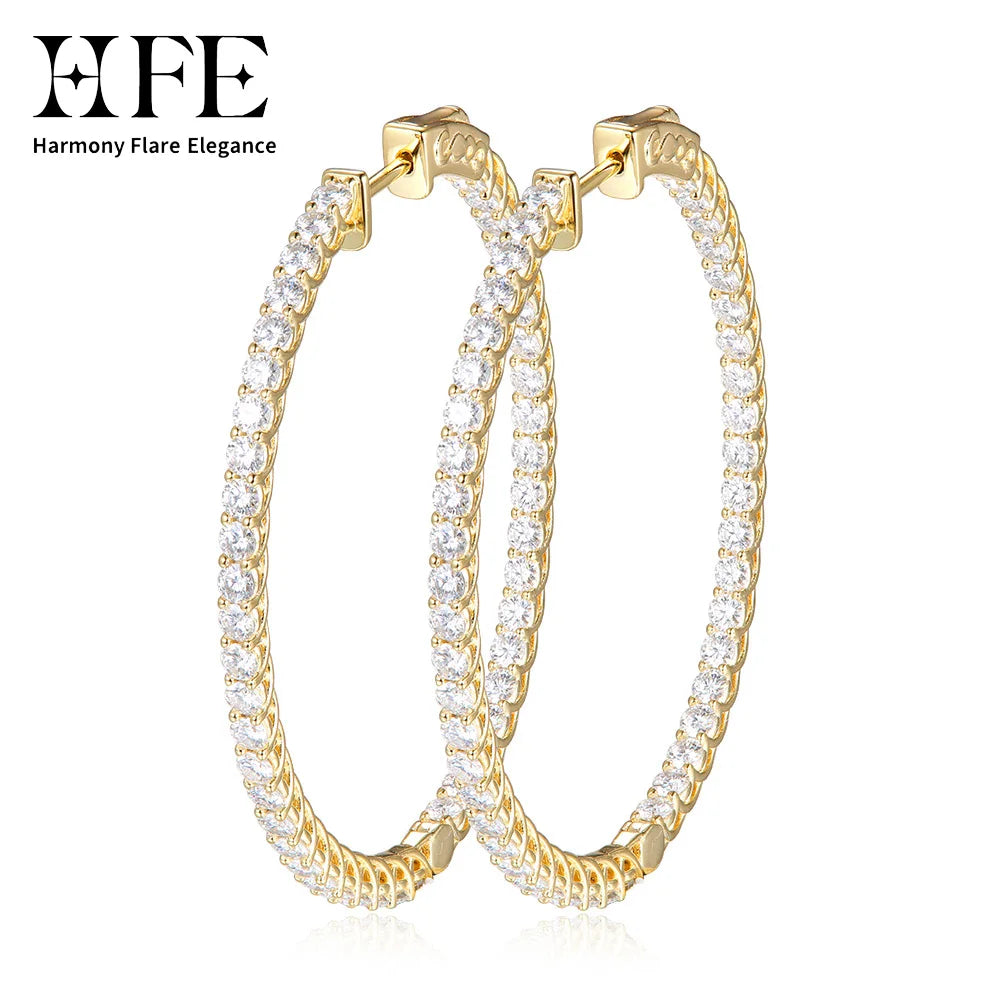 Moissanite hoop earrings in sterling silver, elegant women’s jewelry by HSF Marketplace