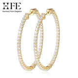 Moissanite hoop earrings in sterling silver, elegant women’s jewelry by HSF Marketplace