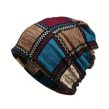 Women's vintage printed beanie, cozy autumn and winter knit hat in a stylish pattern by HSF Marketplace