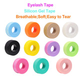 Close-up of breathable HSF Marketplace silicone gel eyelash tape sticker used for eyelash extension application.