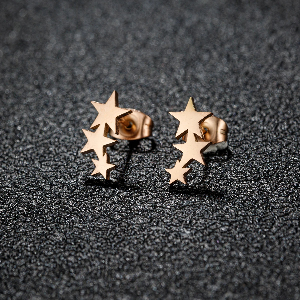 Fashion Stainless Steel Earrings Small Cute Triple Star Stud Earrings Punk Piercing Earing Women's Starry Minimalist Jewelry