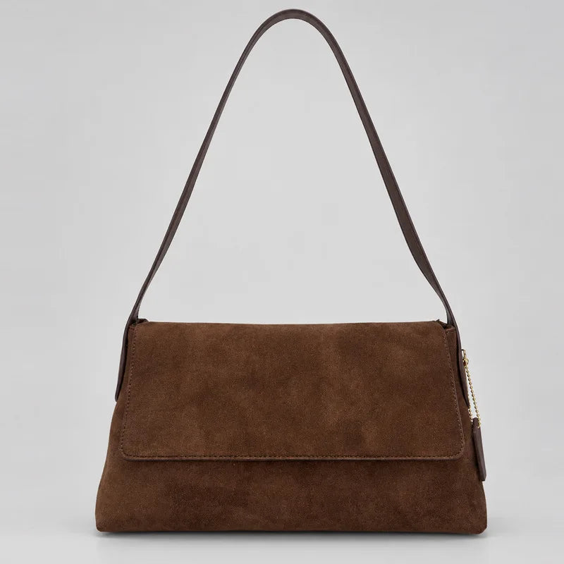 Vintage faux suede shoulder bag for women in a luxury-quality design by HSF Marketplace