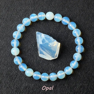 Natural Crystal Stone Bead Bracelet, Gemstone Stretch Jewelry for Women and Men