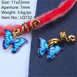 5pcs/bag Hair Braid Bead Butterfly Dreadlock Beads Ring Braiding Hair Sparkly Hair Styling Tool Bohemian Braid Hairs Accessories